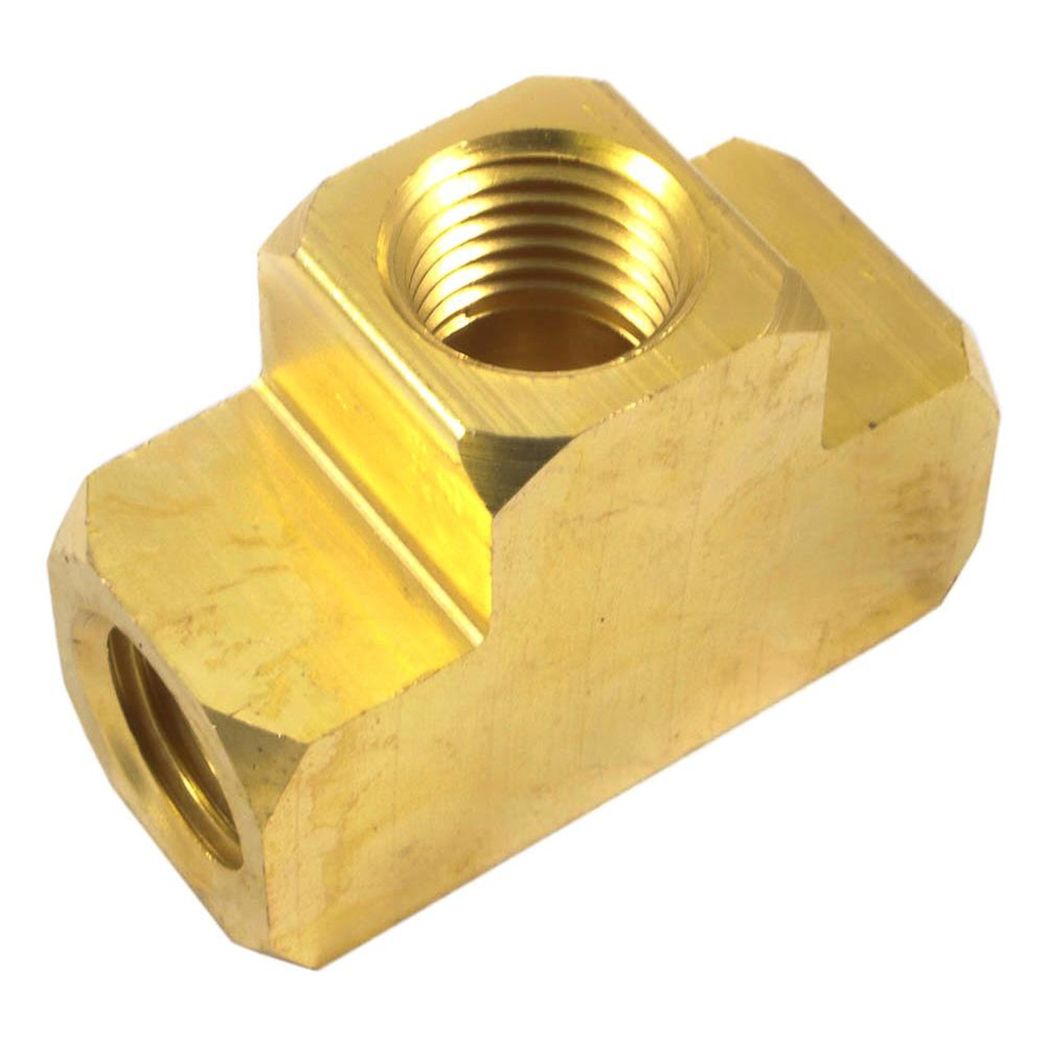 Brass Tee Fitting – 1/4 NPT Male/Female, Forged, For Fuel, Air, Oil, Water – B-5605-04-04-04