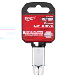 Milwaukee 8 mm X 1/2 in. drive Metric 6 Point Standard Socket 1 pc