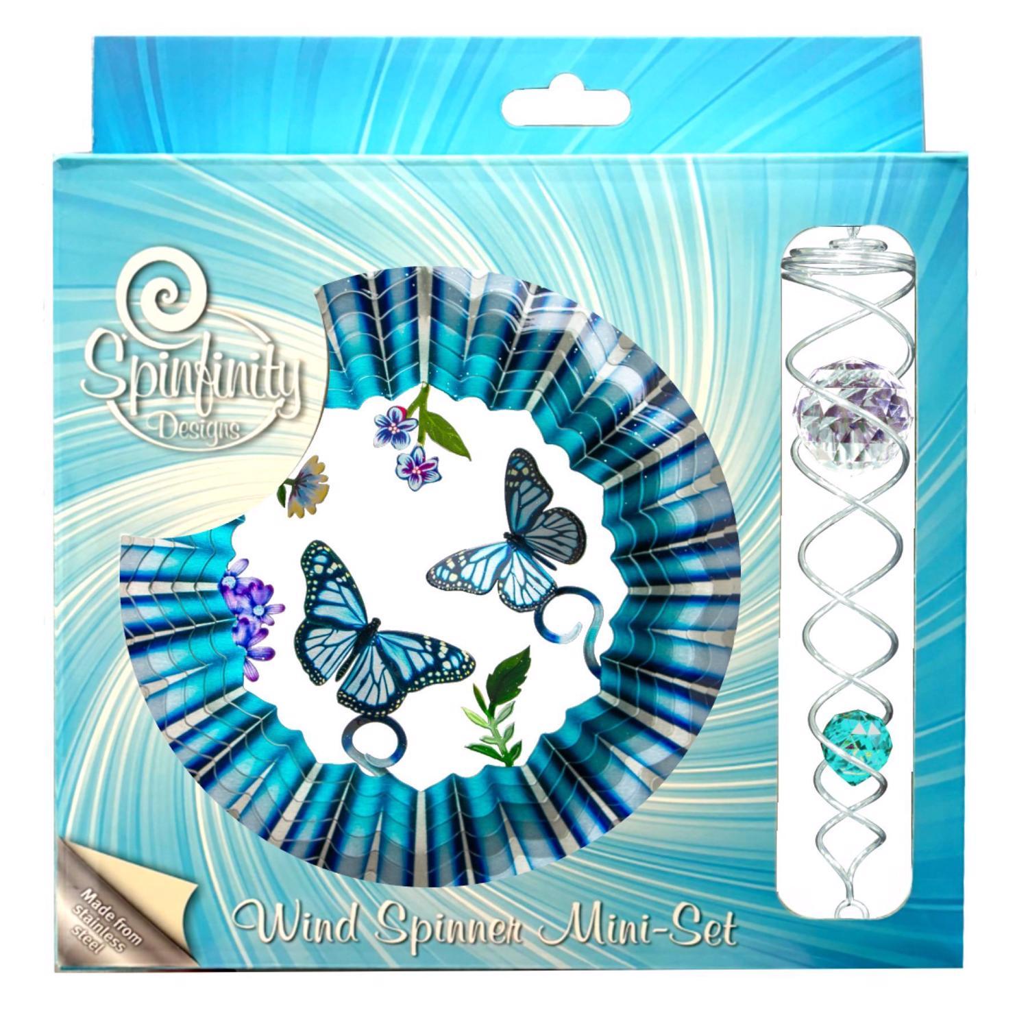 Spinfinity Designs 3D Blue Butterfly Mini Set Outdoor Spinner - Thumbnail 2
