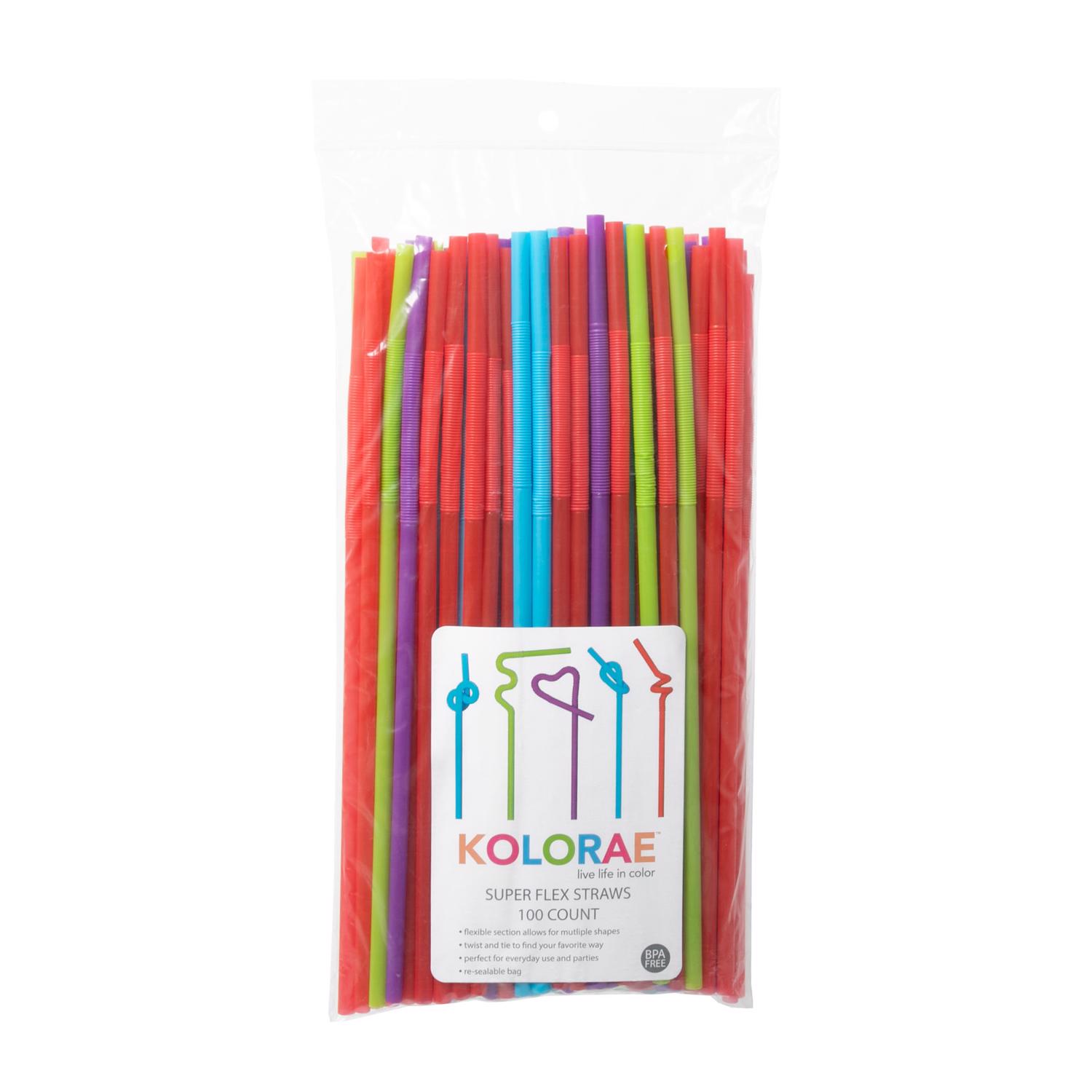 6075268 Kolorae Polypropylene Flexible Drinking Straws, Assorted Color