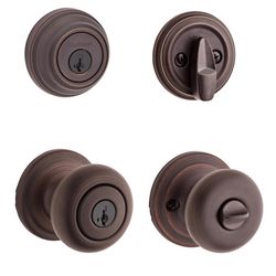 Kwikset Juno Signature Series Traditional Venetian Bronze Deadbolt and Entry Door Knob KW1 1-3/4 in.