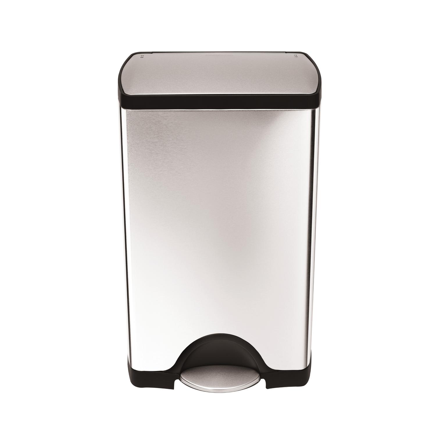 Simplehuman 10 gal Silver Stainless Steel Step Pedal Automatic