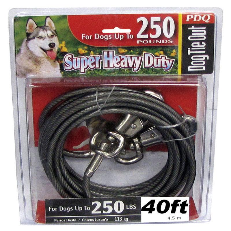 Guardian Gear Twin-Swivel Vinyl Coated Cable Dog Tie-Out - XX-Large Dog up to 250lbs - 40 Foot Length