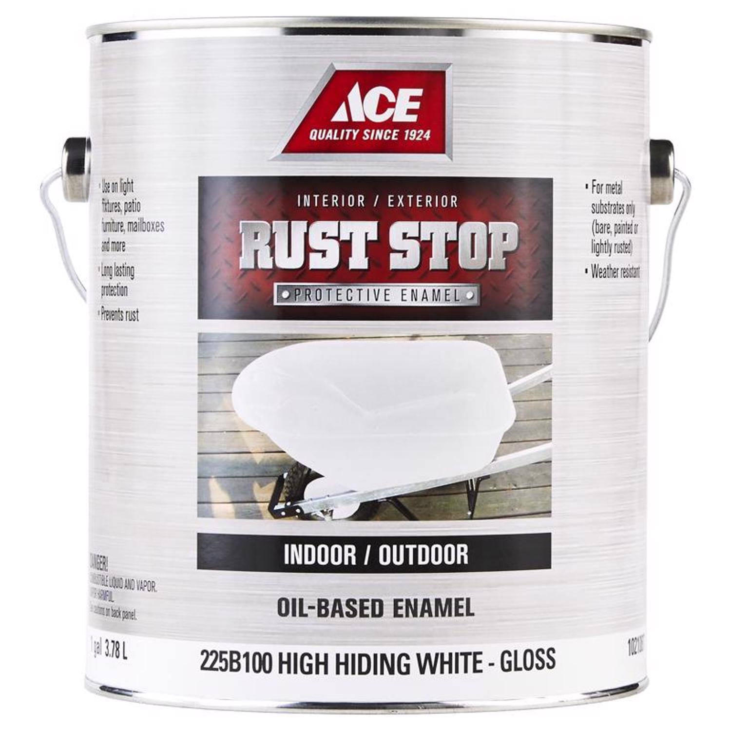 Ace Rust Stop Indoor and Outdoor Gloss White Oil-Based Enamel Rust  Prevention Paint 1 gal Mfr# 225B100-6 - Ace Hardware, image size:1500x1500