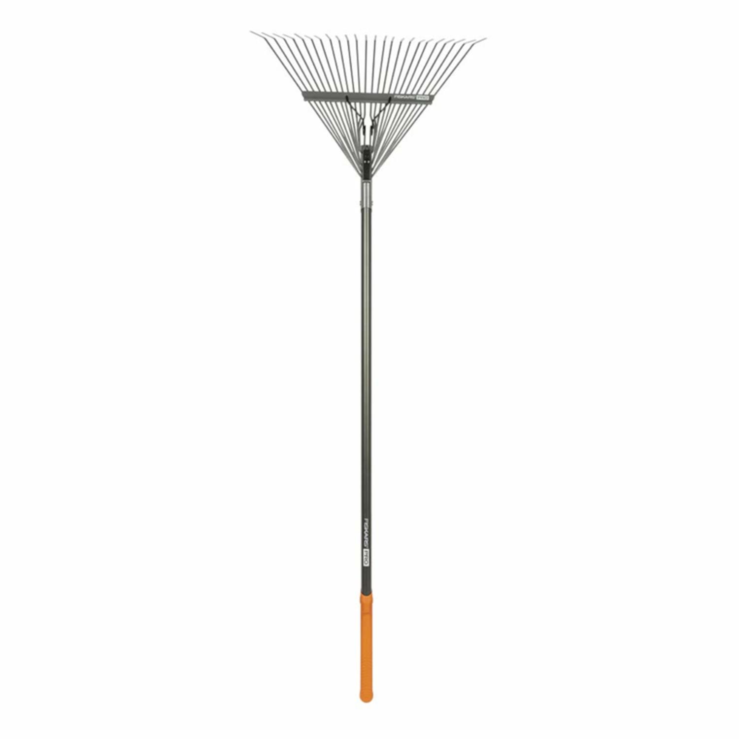 Fiskars Pro 66.25 in. 25 Tine Steel Leaf Rake Aluminum Handle Mfr