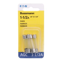 Bussmann 1.5 amps Fast Acting Glass Fuse 5 pk