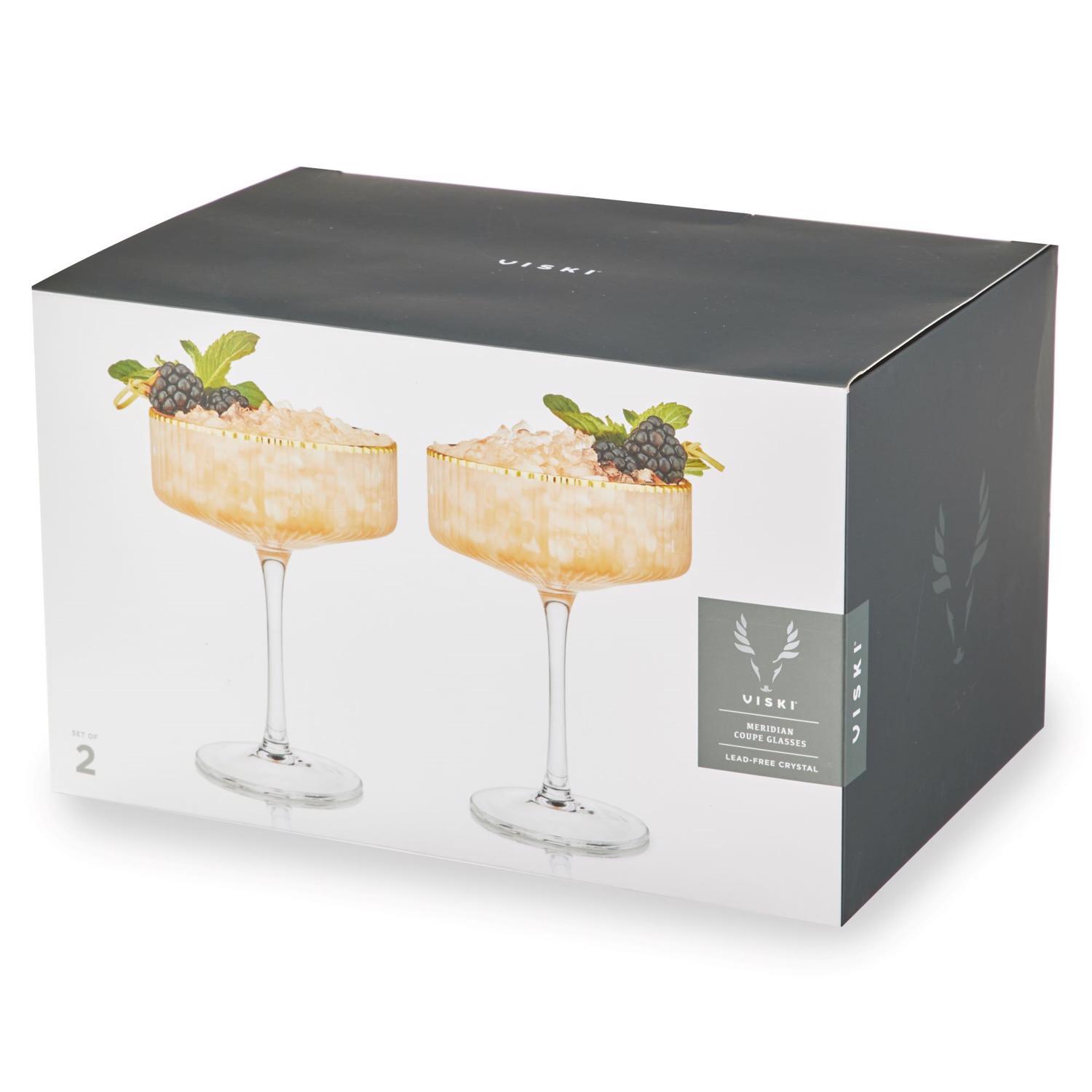 Viski Meridian 8 oz Clear Crystal Champagne Coupe Set - Thumbnail 2