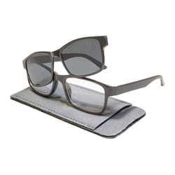 BluWater Reading Glasses with Sunglass Clip Unisex Black Frame Gray Lens Polarized 2.5 Strength
