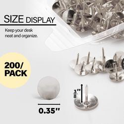 Bazic Products Regular Silver Thumb Tacks 200 pk