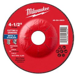 Milwaukee 4-1/2 in. D X 7/8 in. X 1/8 in. thick Metal Cutting/Grinding Disc 1 pc