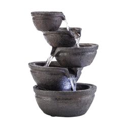 Alpine Polyresin Assorted 13 in. H Bowls Fountain with LED Light