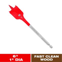 Diablo 1 in. X 6 in. L High Speed Steel Clean Wood Spade Bit Hex Shank 1 pk