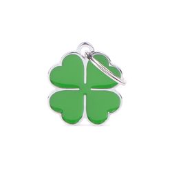 MyFamily Charms Green Four Leaf Clover Metal Dog Pet Tags Small