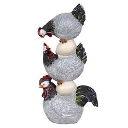 WindyWings Multicolored Resin 12.5 in. H X 6 in. L X 3.5 in. W Stacked Chicken and Egg Statue