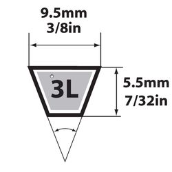 Mitsuboshi FHP 3L580 General Utility V-Belt 0.38 in. W X 58 in. L For Fractional Horsepower Motors