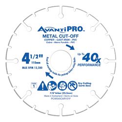 Avanti Pro 4-1/2 in. D X 7/8 in. X .039 in. thick Carbide Cut-Off Wheel 1 pc