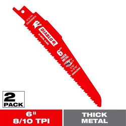 Diablo 6 in. Bi-Metal Thick Metal & Demolition Reciprocating Saw Blade 8/10 TPI 2 pk