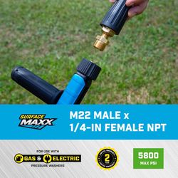 SurfaceMaxx M22 Male x 1/4-in Male NPT Screw Nipple 5800 psi