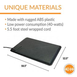 K&H Pet Prodcuts Black Heated Pet Mat 12.5 in. W X 18.5 in. L