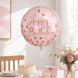 Anagram Balloons Birthday Blush Foil Balloon 1 pk