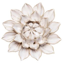 Chive Coastal 2.6 in. H X 5.9 in. L Glazed Ivory Ceramic Dahlia Wall Flower