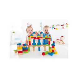 Hape Beech Blocks Build Up and Away Blocks Multicolored 100 pc
