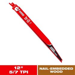 Diablo Amped 12 in. Carbide Tipped Reciprocating Saw Blade 5/7 TPI 1 pk