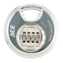 Ace 3-1/8 in. H X 3-1/4 in. W X 1-1/4 in. L Stainless Steel Pin Cylinder Disk Padlock