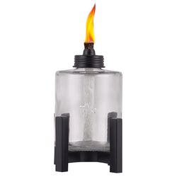 TIKI Black/Clear Glass/Metal 6.5 in. Elevated Tabletop Torch 1 pc