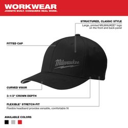 Milwaukee FlexFit Fitted Hat Black S/M