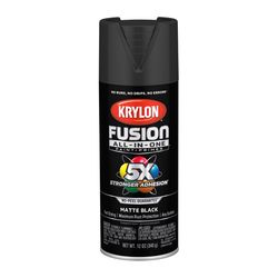 Krylon Fusion All-In-One Matte Black Paint+Primer Spray Paint 12 oz