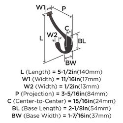 Amerock 5-1/2 in. L Bronze Zinc Medium Pilltop Coat and Hat Hook 1 pk