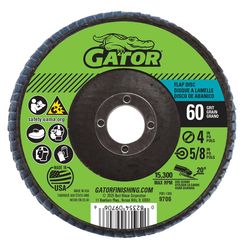 Gator 4 in. D X 5/8 in. Zirconia Aluminum Oxide Flap Disc 60 Grit 1 pk