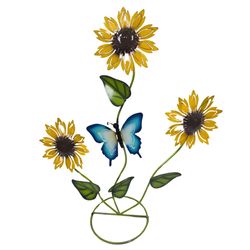 Creative Decor Multicolored Metal 24 in. H Sunflowers/Butterfly Outdoor Decoration