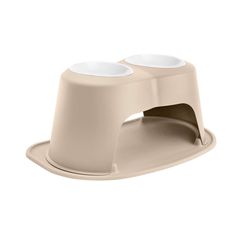 WeatherTech Tan Plastic 64 oz Double Pet Feeder For Cats/Dogs