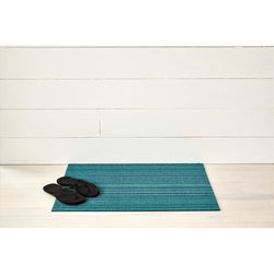 Chilewich 18 in. W X 28 in. L Aqua Stripe PVC Vinyl Door Mat