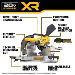 DeWalt 20V MAX XR 12 in. Cordless Brushless Dual-Bevel Sliding Compound Miter Saw Tool Only