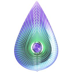 Spinfinity Designs Multi-color Stainless Steel 12 in. Crystal Purple Teardrop Large Outdoor Spinner