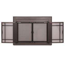 Pleasant Hearth Easton Gray Steel Fireplace Screen with Doors