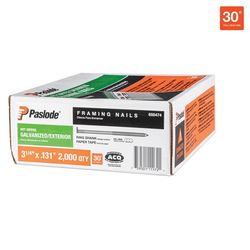 Paslode RounDrive 3-1/4 in. L Angled Strip Hot-Dip Galvanized Framing Nails 30 deg 2,000 pk