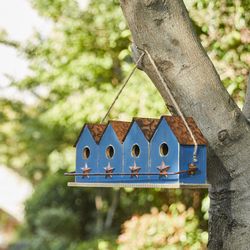 Glitzhome 6.5 in. H X 4 in. W X 17 in. L Metal and Wood Bird House