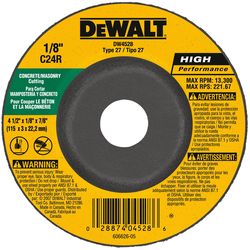 DeWalt High Performance 4-1/2 in. D X 7/8 in. X 1/8 in. thick Silicon Carbide Masonry Cutting Wheel