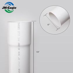 JM Eagle 2729 6 in. D X 10 ft. L PVC Sewer and Drain Pipe