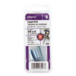 HILLMAN 1/8 in. D X 4 in. L Round Zinc-Plated Steel Toggle Bolt 2 pk