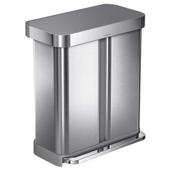 Simplehuman 58 L Metallic Silver Plastic/Stainless Steel Dual Compartment Trash Can