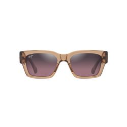 Maui Jim Kenui Sunglasses Unisex Shiny Trans Light Tan Frame Maui Rose Lens Polarized