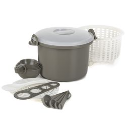 Progressive Prep Solutions Gray Polypropylene Microwave Rice/Pasta Cooker 8 cups