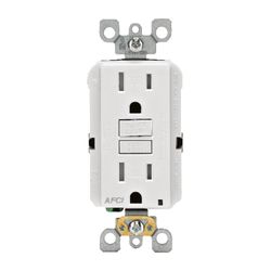 Leviton SmartlockPro 15 amps 125 V Duplex White AFCI Outlet 5-15R 1 pk