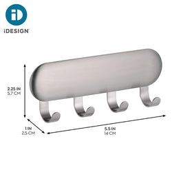iDesign 4 Hook Brushed Stainless Steel Storage Hook/Strap 1 pk