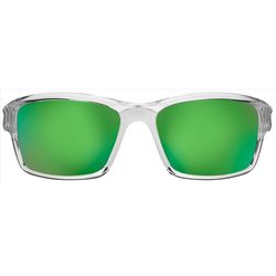 Flying Fisherman Cove Sunglasses Unisex Crystal Frame Amber Green Mirror Lens Polarized